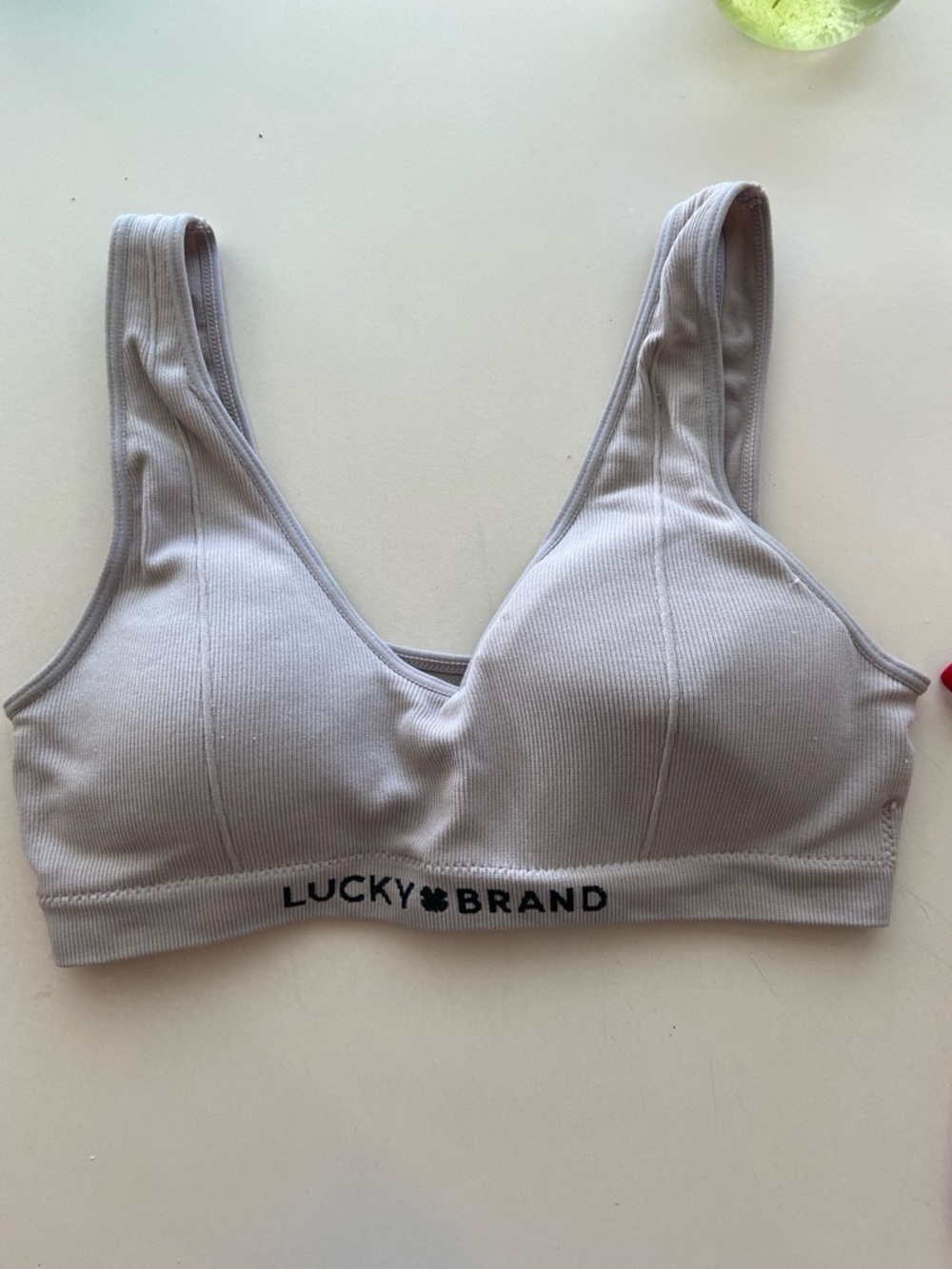 Lucky Brand Pale Gray Ribbed Wireless Bralette